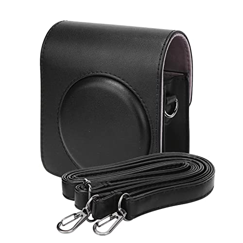 Sofortbildkameras Tasche Kompatibel mit Fujifilm Instax Mini 70, PU-Lederschutzhülle Schutzhülle und Tragbare Tasche, Sofortbildkamera Tasche mit Zubehörtasche und Verstellbarem Gurt(Schwarz)