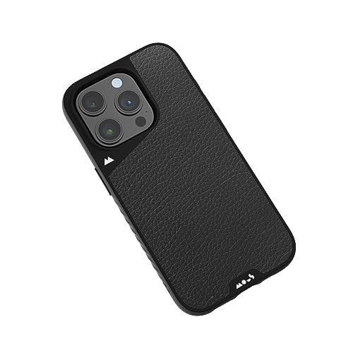 Mous Hülle für iPhone 15 Pro MagSafe Kompatibel Case - Limitless 5.0 - Schwarzes Leder - Handyhülle iPhone 15 Pro Case - Schutzhuelle