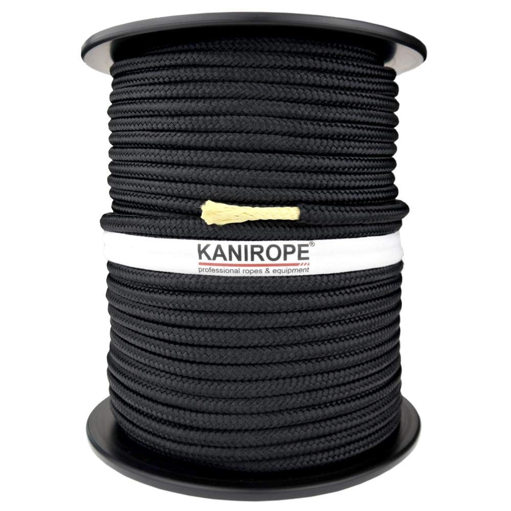 Kanirope® Polyesterseil mit Aramidkern Kevlarseil Seil PARABRAID 6mm 100m Schwarz geflochten