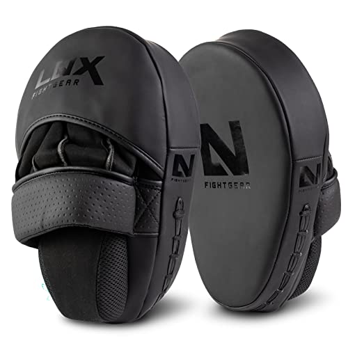 LNX Handpratzen Performance Pro Focus Pads - matt schwarz gekrümmt ideal für professionelles Pratzen Training Boxen MMA usw.