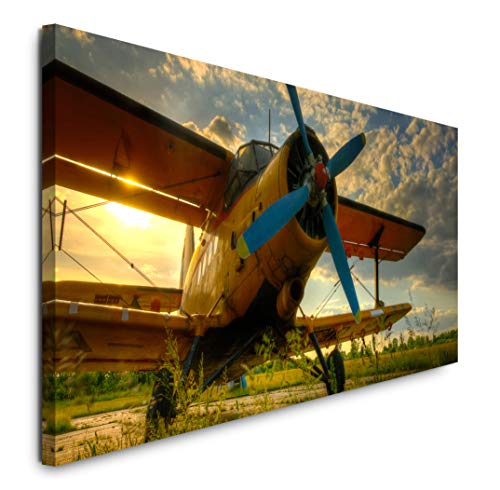 Paul Sinus Art GmbH altes Flugzeug 120x 50cm Panorama Leinwand Bild XXL Format Wandbilder Wohnzimmer Wohnung Deko Kunstdrucke