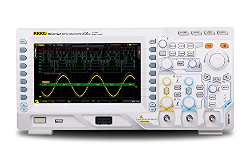 RIGOL MSO2102A-S Digitaloszilloskop, 2 analoge+16 Digitalkanäle+ Logiktastkopf, 100MHz, 2Gsa/s, 56Mpts, 52000wfms/s, freie Trigger und Dekodierungen, eingebauter Funktionsgenerator, 3 Jahre Garantie