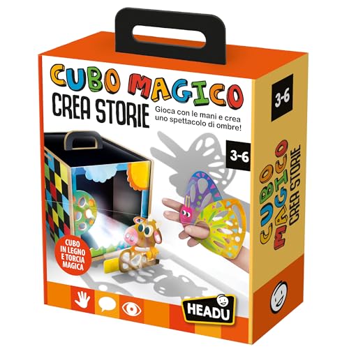 Headu Zauberwürfel schafft Geschichten, erstellt und projiziert Ihre eigene Show It57267 Lernspiel für Kinder von 3 – 6 Jahren, hergestellt in Italien