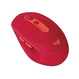 Logitech M590 Multi-Device SILENT Kabellose Maus, Bluetooth, 2,4 GHz USB-Unifying-Empfänger, 1000 DPI Optical Tracking, 2 Jahre Batterie, 5 anpassbare Tasten, Für PC, Mac, Laptop - Rot