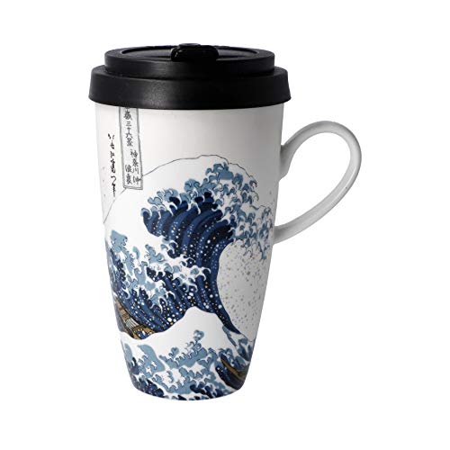 Goebel Coffee-to-go-Becher "Katsushika Hokusai - "Die große Welle"to go", aus Porzellan mit abnehmbarem Deckel, 500 ml