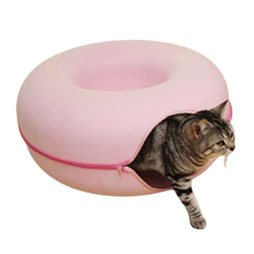 Meowmaze Cat Bed, Meow Maze Tunnel Bed, Meowmaze Bed, Cat Tunnel Bed, Cat Cave Bed,Peekaboo Beds for Indoor Cats, Donut Pet Cats Tunnel Interactive Play Toy Cat Bed (Pink)