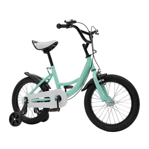 AOOUNGM 16 Zoll Kinderfahrrad Kohlenstoffstahl Kinderfahrräd mit Stützräder Outdoor Sportlich Kinderfahrräder Höhenverstellbar Fahrrad ab 4-8 Jahre Kinder (Blau)