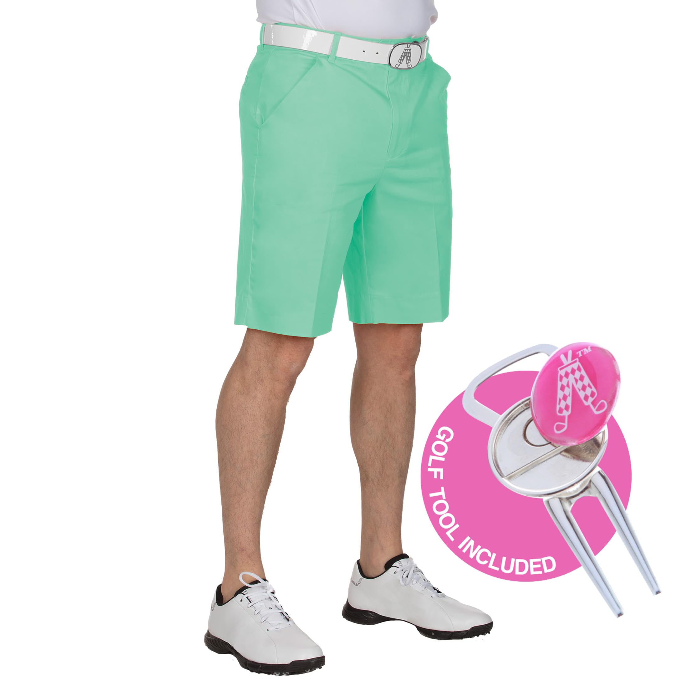 Royal & Awesome Pastellfarbene Herren-Golf-Shorts, Golf-Shorts für Herren, Herren-Kleid, Pastellgrün, 56