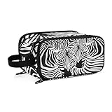 Kulturbeutel Zebra-Druck Große Kosmetiktasche Kulturtasche Waschtasche Make Up Tasche Waschbeutel Schminktasche für Damen Mädchen