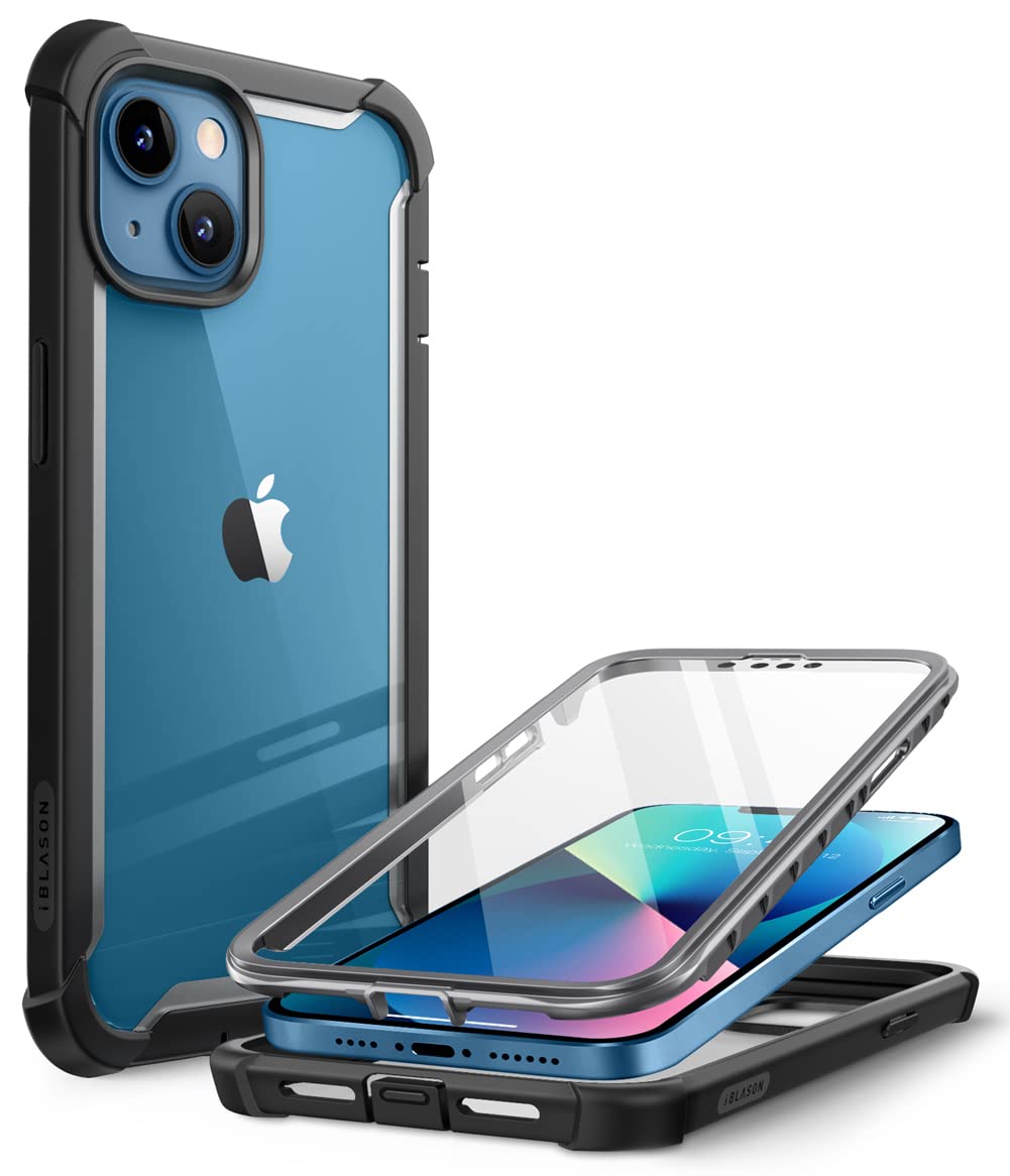 i-Blason Ares Series Rugged Clear Bumper Case für 5,4 Zoll iPhone 13 Mini (2021 Release), Schwarz
