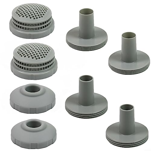 2 Set Pool Auslaufsieb Anschluss-Set Ø 32 mm - Für Intex Aufstellbecken Grau