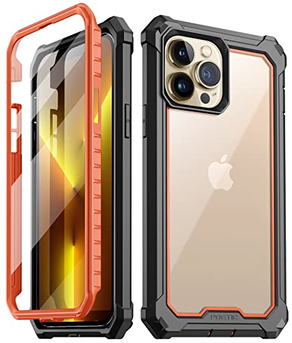 Poetic Guardian Series Hülle Entworfen für iPhone 13 Pro Max 6,7 Zoll, Full-Body Hybrid Stoßfest Bumper Cover mit integriertem Displayschutz, Orange
