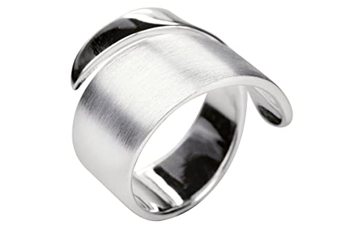 SILBERMOOS XL XXL Ringe in großen Größen Damen Ring offen diagonal Bandring spitz matt glänzend Größe 64, 66, 68, 70 Sterling Silber 925, Größe:66 (21.0)