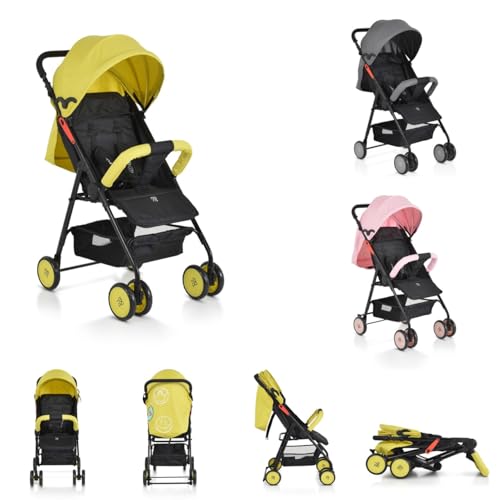 Moni Kinderwagen, Buggy Capri klappbar, Sicherheitsgurt, Rückenlehne verstellbar, Farben:gelb