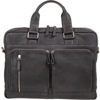 Alassio 47032 - Aktentasche Campo, Laptoptasche für 15 Zoll Notebooks, Umhängetasche aus Echtleder, Tasche mit gepolstertem Laptopfach und 2 Reißverschluss Hauptfächer in schwarz, ca. 31 x 42 x 15 cm