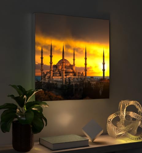 MyMaxxi - Pixlip Poster Blaue Moschee in Istanbul Wandbild Design Wand Dekoration, Foto Mehrfarbig Leuchtrahmen - Sultan-Ahmed-Moschee, 60x60 cm, Rahmen: Leuchtrahmen inkl. Druck