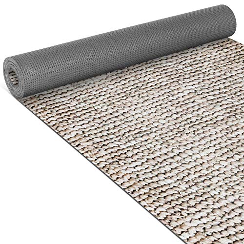 ANRO Küchenläufer Teppich Läufer gewebt Muster Geflecht Beige Creme 65x500cm Viele Größen/Muster