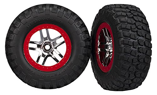 Traxxas 6873r BFGoodrich mud-Terrain T/A KM2 Reifen serienmäßig auf SCT Split-Spoke Chrom, rot beadlock-Style Räder (Paar)