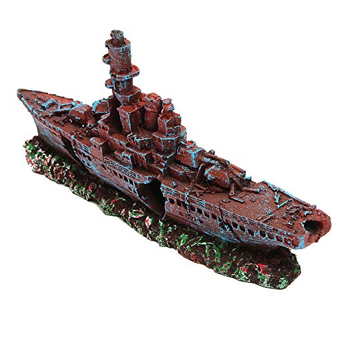 Liqusperhigt Ornamente Für Aquarien Aquariensteine Aquarium Polyresin Schiff Beschädigt Navy Krieg Boot Schiff Ornament Aquarium Aquarium Unterwasser Dekor Ornament Anzeigen