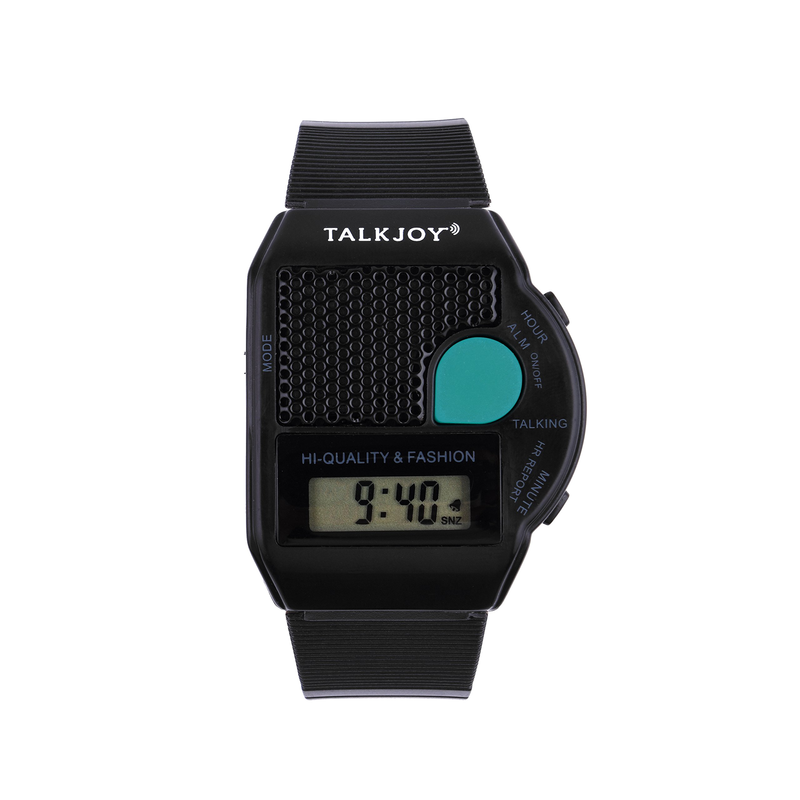 TalkJoy Sprechende Armbanduhr Sprachfunktion Uhrzeit Ansage Zeitansage schwarz Wecker Blindenuhr Seniorenuhr Digitale LCD