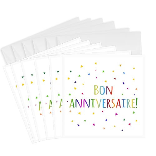 3drose Bon Jahrestage – Happy Birthday in French Grußkarten, 15,2 x 15,2 cm Set von 6 (GC 202030 _ 1)