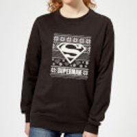 DC Superman Knit Pattern Damen Weihnachtspullover - Schwarz - XS - Schwarz