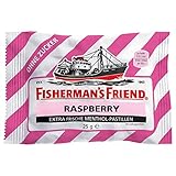 Fisherman's Friend Raspberry | Karton mit 24 Beuteln | Himbeere und Menthol Geschmack | Zuckerfrei für frischen Atem