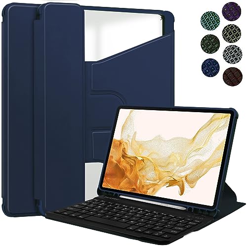YGoal Tastatur Hülle für Galaxy Tab S9 Plus, QWERTZ Layout Ultra-Dünn Hülle mit 7 Farben Hintergrundbeleuchtung Abnehmbarer Deutsches Tastatur für Samsung Galaxy Tab S9 Plus 12.4, DBlau