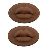 3D dreidimensionales Silikon-Lippenmund-Modell – Lippenmodul Lippentätowierung und Bleichen der Lippe Übung Leder solides Kunstleder semi-permanentes Tattoo Stickerei Mundmodell (2 Stück) (schwarz)