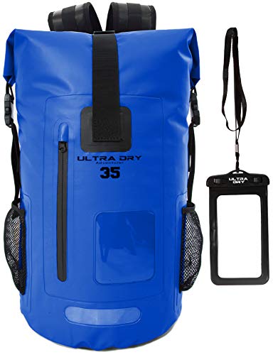 Premium 55L wasserdichter Dry Bag Rucksack, Sack mit Phone Dry Bag, perfekt für Bootfahren, Kajakfahren, Wandern, Kanufahren, Angeln, Rafting, Schwimmen, Camping, Snowboarden (Blau, 55 Liter)