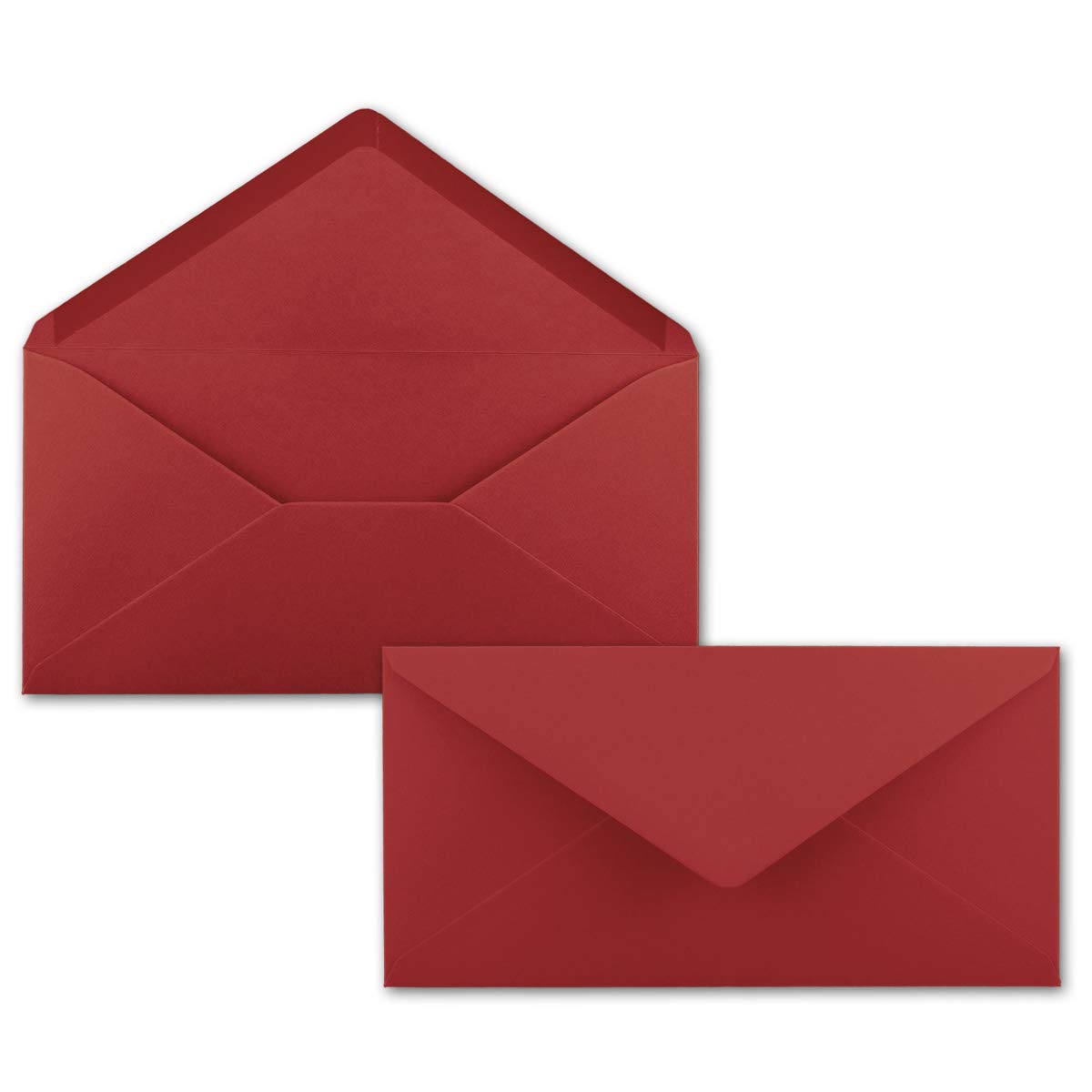 200 Brief-Umschläge Dunkel-Rot DIN Lang - 110 x 220 mm (11 x 22 cm) - Nassklebung ohne Fenster - Ideal für Einladungs-Karten - Serie FarbenFroh