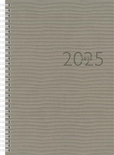 rido/idé Buchkalender Modell studioplan int. (2025), 2 Seiten = 1 Woche, 168 × 240 mm, 160 Seiten, Kunstleder-Einband Tejo, grau