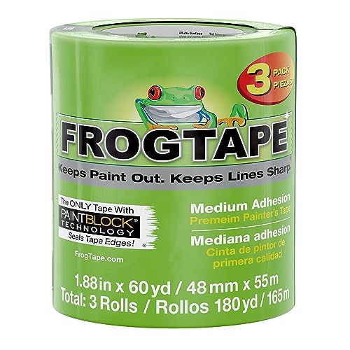 FROGTAPE 240661 Malerband für mehrere Oberflächen, mit Malerblock, mittlere Haftung, 4,5 cm x 5,5 m, grün, 3 Rollen