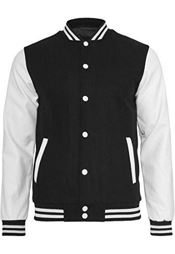 Urban Classics Herren Oldschool College Jacket Sweatjacke, Mehrfarbig (Blk/Wht 00050), Small