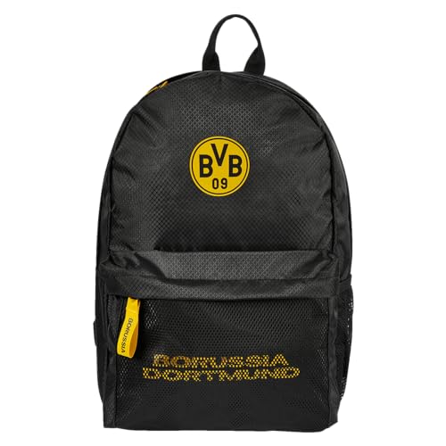Borussia Dortmund BVB Rucksack - Fanartikel mit verstellbaren Schultergurten, Vordertasche, und Trinkflaschenfach, ideal für Sport, Freizeit und Alltag, offizielles Merchandise aus 100% Polyester