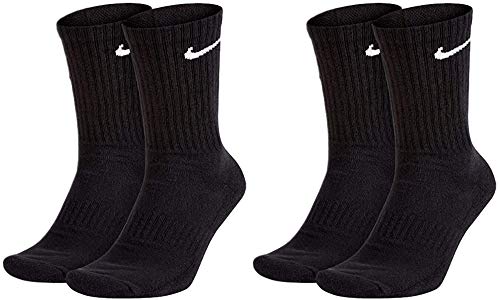 Nike 6 Paar Herren Damen Socken SX4508 weiß oder schwarz oder weiß grau schwarz, Farbe:Schwarz, Sockengröße:34-38