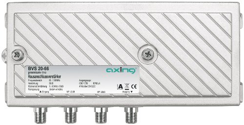 Axing BVS 20-66 Hausanschluss-Verstärker für Kabelfernsehen digital, eingebauter aktiver Rückkanal, zur Fernspeisung (38dB, 107dBµV, 1006 MHz)