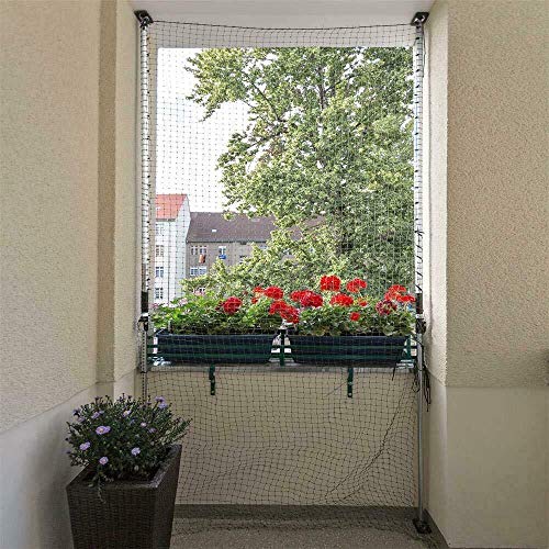 ALLEGRA Balkon Katzennetz Netz Schutznetz Katzengitter Transparent 3x2m Katzenschutznetz Fensterschutz Katze Fenster Balkonschutz Balkonnetz Katzen Sicherheitsnetz Katzenschutz Netze Meterware