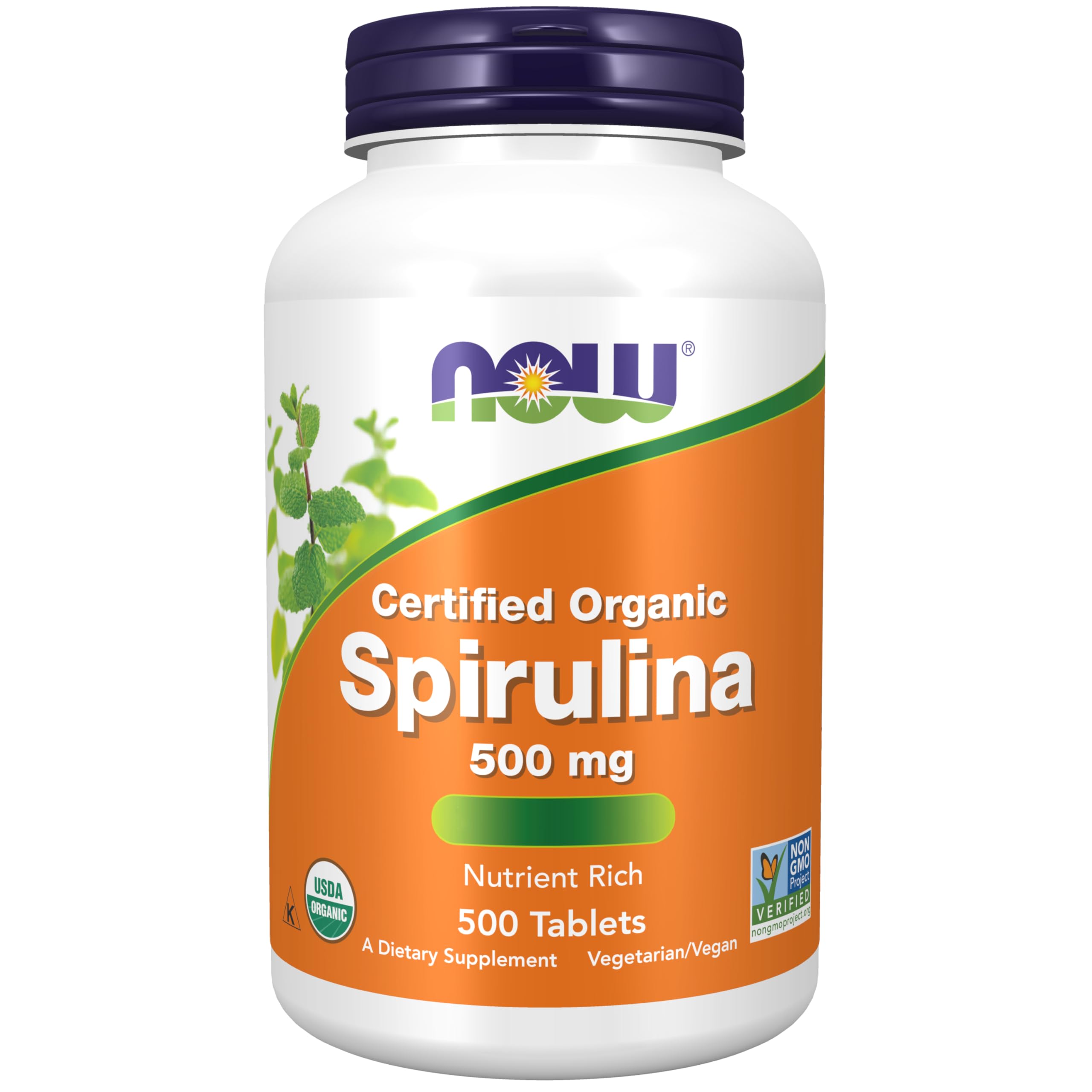 Now Foods Certified Organic Spirulina (Bio-Spirulina), 500mg, hochdosiert, 500 vegane Tabletten, Laborgeprüft, Sojafrei, Glutenfrei, Vegetarisch, Ohne Gentechnik