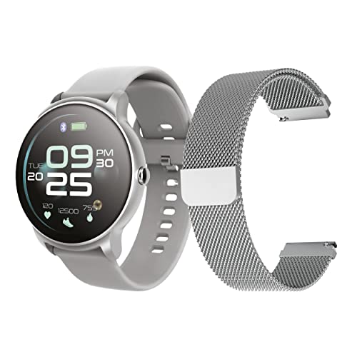 Forever Smartwatch ForeVive 2 SB-330 zusätzlichem Band, Display 1,3“ IPS 240x240 Pixels, IP68, Bluetooth v 5.0, Standby-Zeit 15 Tage, Li-Ionen Akku 200 mAh, Ladezeit 2 Stunden, GoFit-App Silver