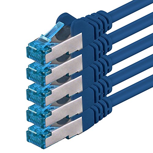 1aTTack.de Cat6 a Netzwerkkabel Cat Cat 6 a Kabel LAN Ethernet Patchkabel 500Mhz 10 Gb s blau - 5 Stück 7,5m