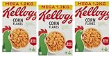 3er-Pack Kellogg's Corn Flakes der knusprige Klassiker Frühstückscerealien 1,2Kg Megapack