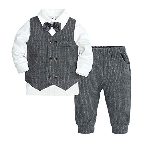 Baby Formale Outfit Jungen Smoking Plaid Gentleman Anzug Onesie Overall (C,9-12M)