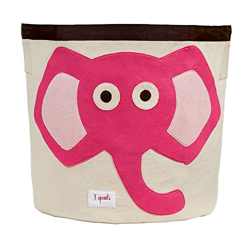 3 Sprouts - Aufbewahrungsbehälter aus Segeltuch - Wäsche- und Spielzeugkorb für Baby und Kinder, Elefant