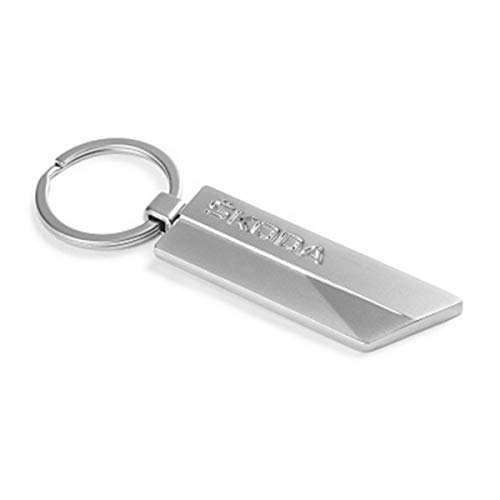 Skoda 000087010BH Schlüsselanhänger Metall Anhänger Keyring Schriftzug, Silber