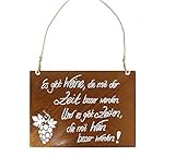 BADEKO Spruchtafel 23,5 x 35 cm Tafel Wein Zeit Edelrost Dekoschild Spruch Rost Gartentafel Geschenk