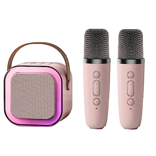 rieder Mini Outdoor Karaoke Bluetooth Lautsprecher Tragbar mit Wireless Mikrofon Karte Subwoofer Hohe Lautstärke Kinder Geschenk C
