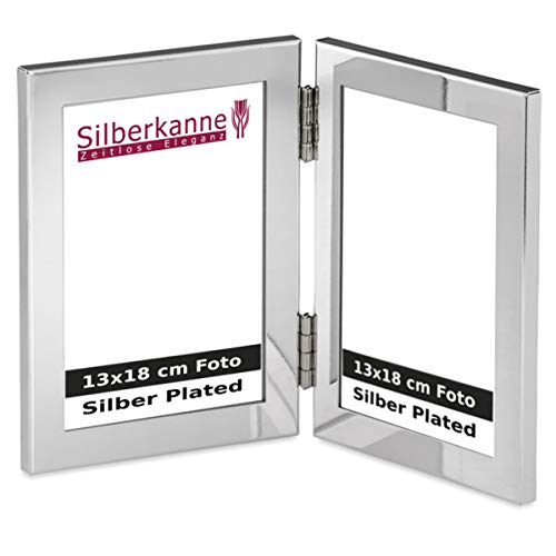 silberkanne Doppel-Bilderrahmen Portraitrahmen 2X 13x18 cm Foto Silber Plated versilbert in Premium Verarbeitung