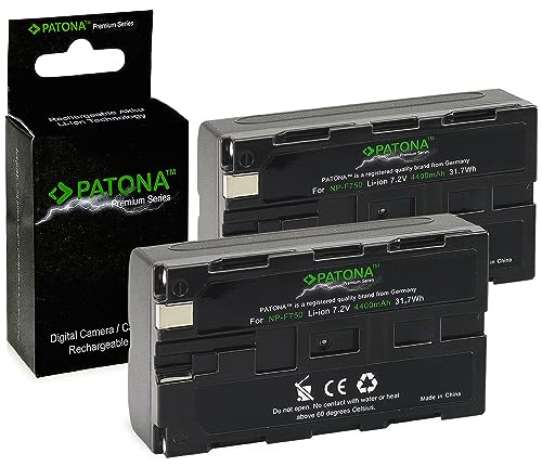 2X PATONA Premium Akku/Batterie NP-F750 für Sony Camcorder BC-V615 DCM-M1 DCR-TRU47E HDR-FX1 HVR-Z1U MVC-CD1000 PLM-100 VCL-ES06A Q002-HDR1 CCD-TR1 CCD-TR3 CCD-TR18 CCD-TR76 CCD-TR200