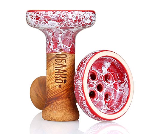 Oblako Shishakopf Killer Bowl - Mehrloch Tonkopf für Wasserpfeifen, edles Design & hochwertige Verarbeitung, perfekte Rauchentwicklung, geschmacksneutral, handgefertigt, Farbe Marble Red